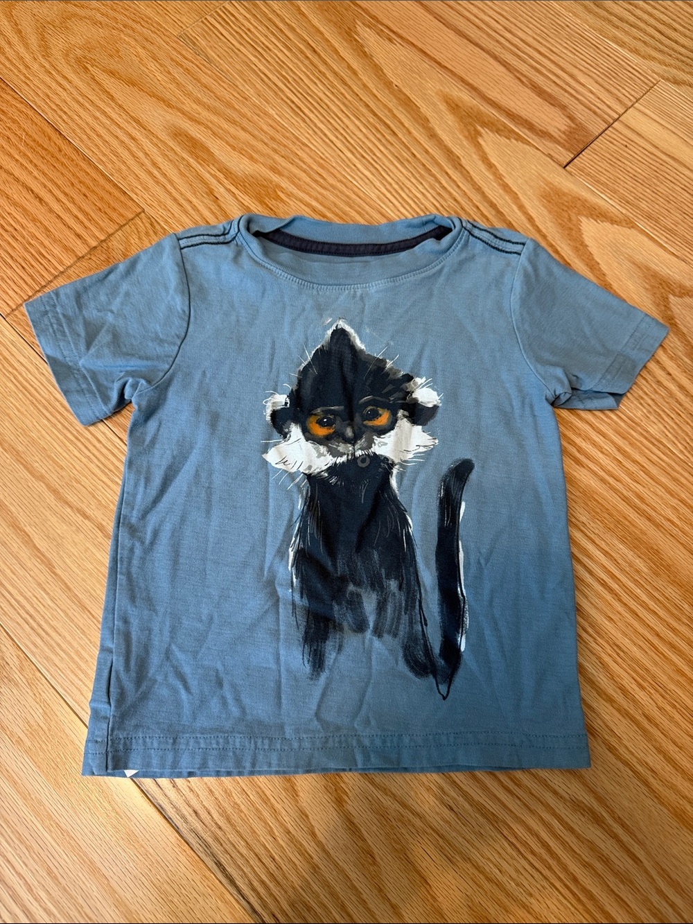 Tea Blue Kids Short-Sleeve Tee with Monkey Illustration